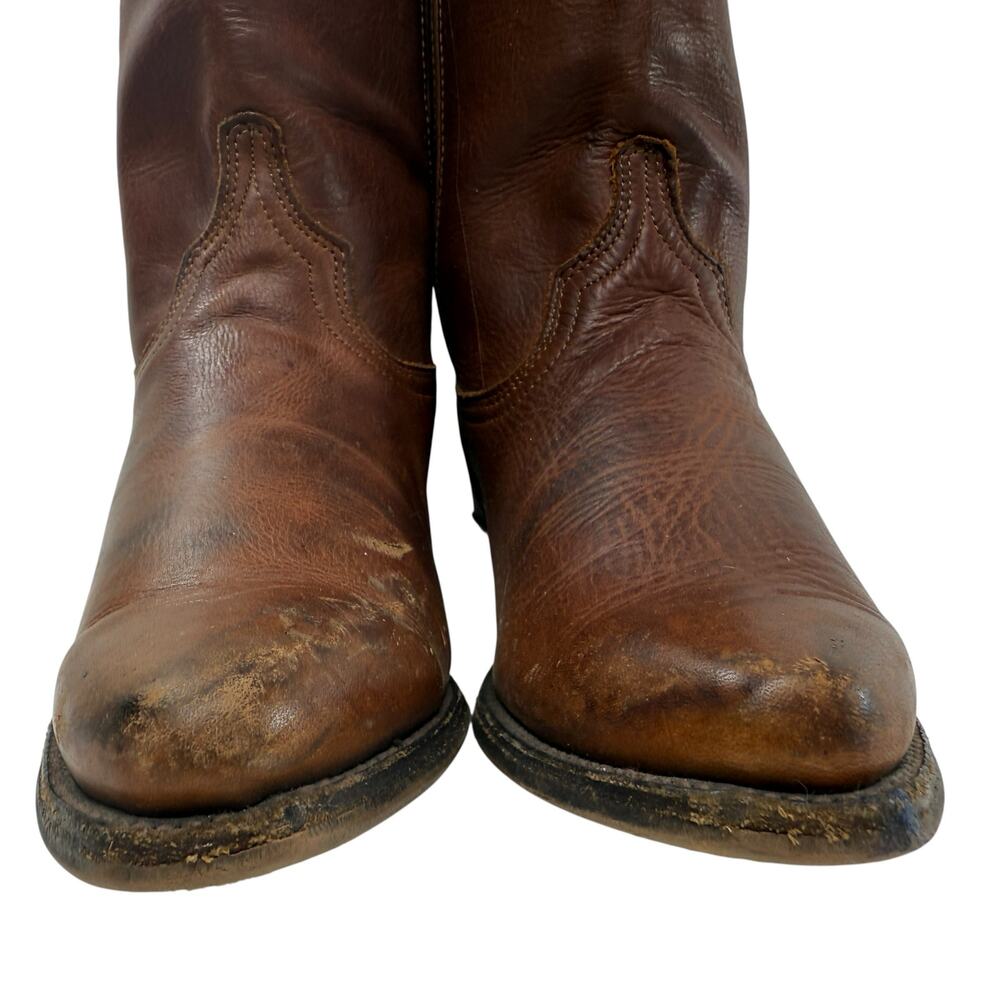 Western Cowboy Boots‎ Women Size 6M Brown Leather USA Mid Calf Pointed Toe - Picture 4 of 10